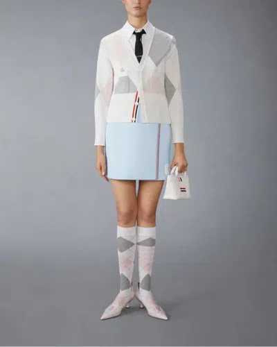 Thom Browne Cotton Waffle Mini Wrap Skirt In Blue