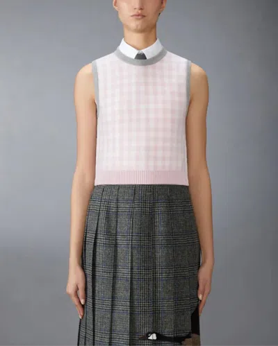 Thom Browne Funmix Gingham Check Jacquard Merino Wool Shell Top