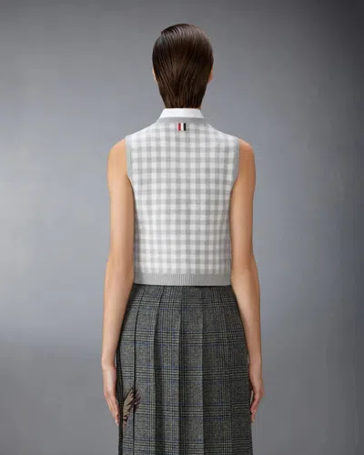 Thom Browne Funmix Gingham Check Jacquard Merino Wool Shell Top