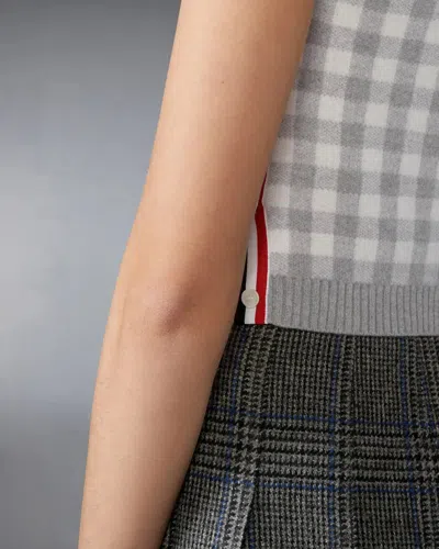 Thom Browne Funmix Gingham Check Jacquard Merino Wool Shell Top