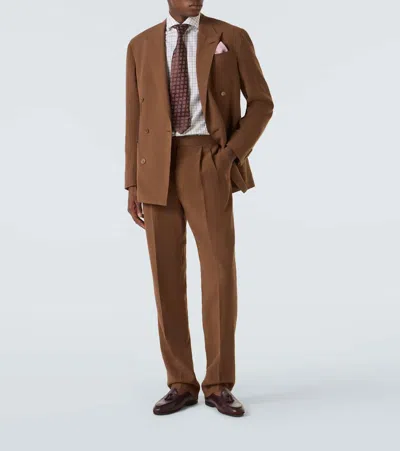 Dunhill Blazer Aus Leinen In Brown