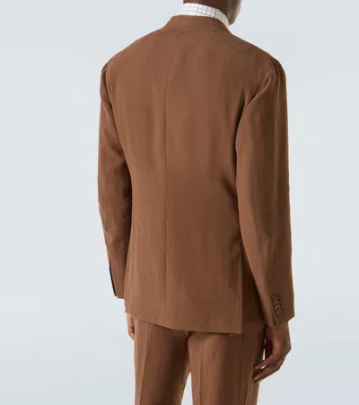 Dunhill Blazer Aus Leinen In Brown