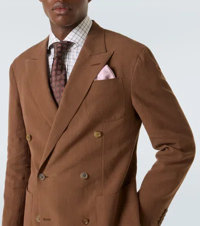 Dunhill Blazer Aus Leinen In Brown