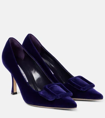 Manolo Blahnik Maysale 90 Velvet Pumps
