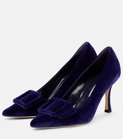 Manolo Blahnik Maysale 90 Velvet Pumps