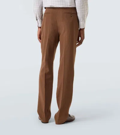 Dunhill Linen Tapered Pants In Brown