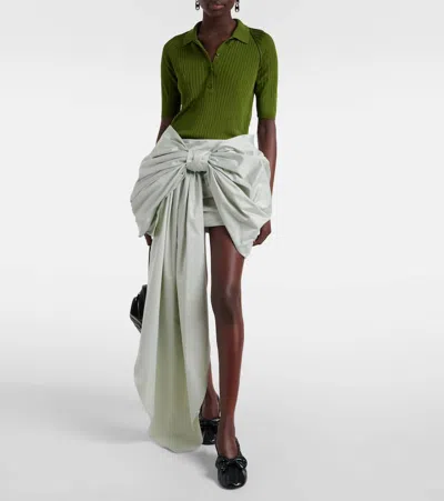 Acne Studios Green Bow Miniskirt In Multi