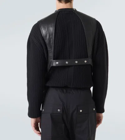 Rick Owens Mens Black Cargo Open-back Leather Vest In Black