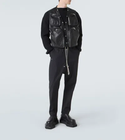 Rick Owens Mens Black Cargo Open-back Leather Vest In Black