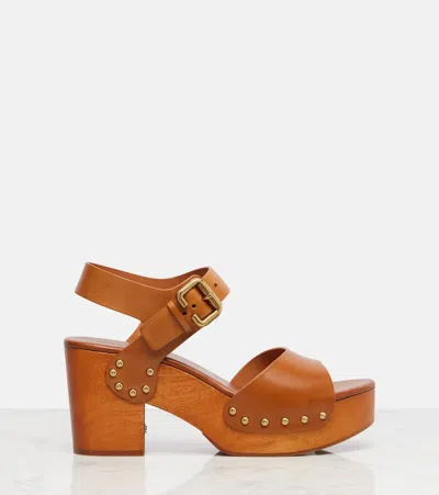 Chloé Chloe Jeannette Leather Platform Sandals In Brown