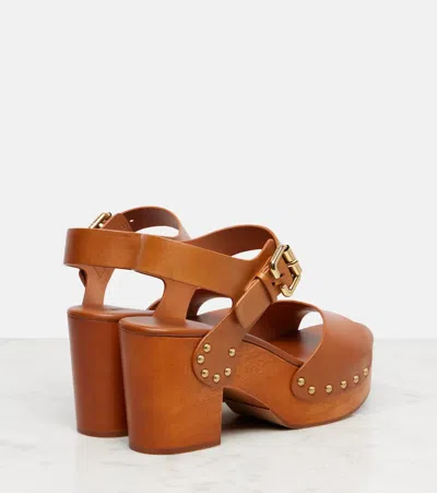 Chloé Chloe Jeannette Leather Platform Sandals In Brown