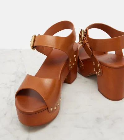 Chloé Chloe Jeannette Leather Platform Sandals In Brown