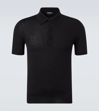 Tom Ford Black Short-sleeves Polo In Cotton Piquet Jersey