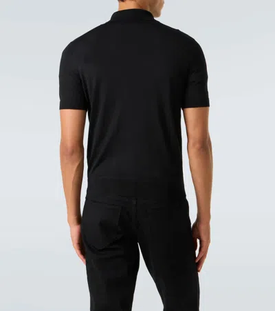 Tom Ford Black Short-sleeves Polo In Cotton Piquet Jersey