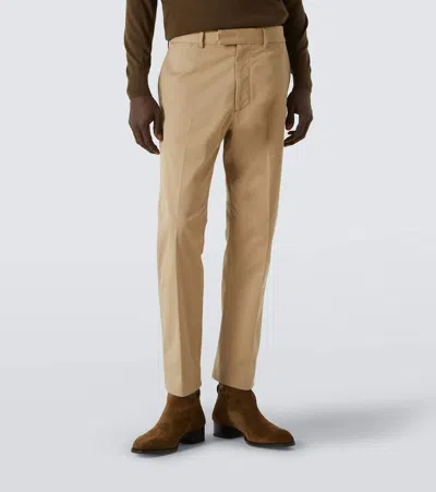 Tom Ford Cotton Twill Chinos In Brown