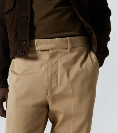Tom Ford Cotton Twill Chinos In Brown