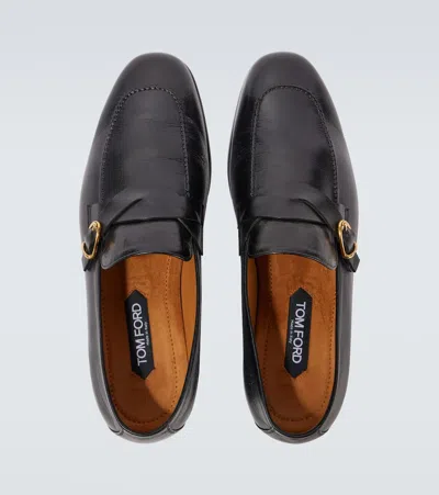 Tom Ford Gigi Twisted-band Leather Loafers In Black