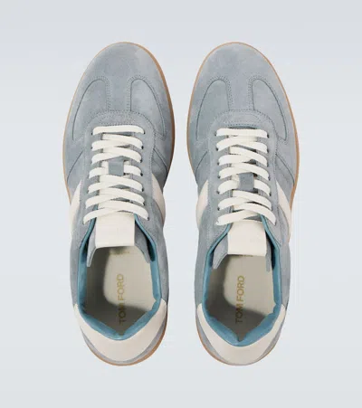Tom Ford Blue Suede Archer Sneakers