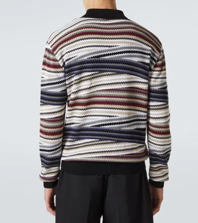 Missoni Long Sleeve Polo With Zip And Striped Zigzag Pattern In Multi