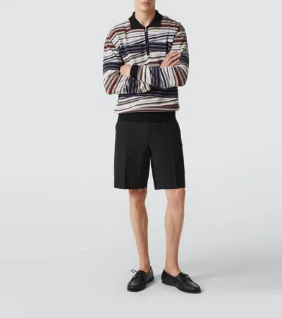 Missoni Long Sleeve Polo With Zip And Striped Zigzag Pattern In Multi