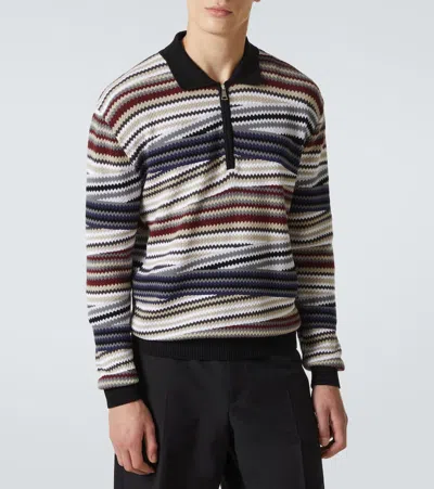 Missoni Long Sleeve Polo With Zip And Striped Zigzag Pattern In Multi