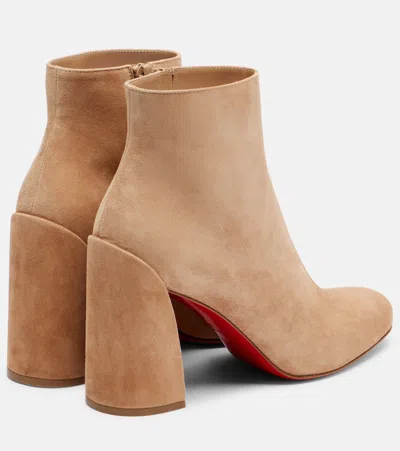 Christian Louboutin Turela Suede Red Sole Ankle Booties In Nude