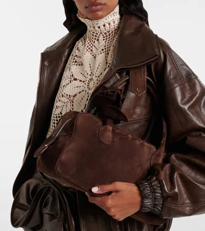 Magda Butrym Brigitte Flower-embellished Shoulder Bag In Brown