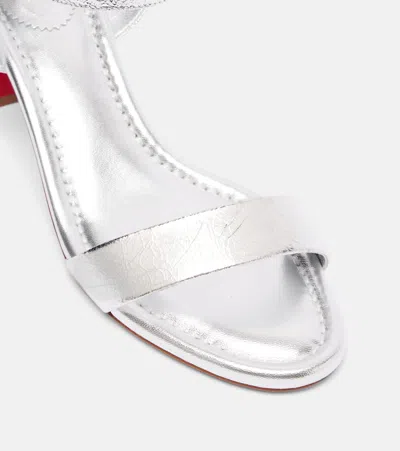 Christian Louboutin Miss Jane Metallic Red Sole Ankle-strap Sandals In Silver