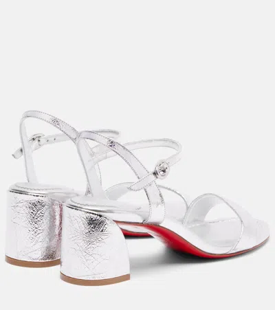 Christian Louboutin Miss Jane Metallic Red Sole Ankle-strap Sandals In Silver