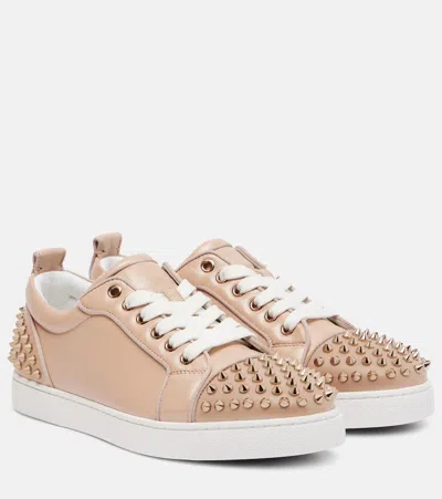 Christian Louboutin Louise Junior Spikes Pearlescent Leather Sneakers In Pattern