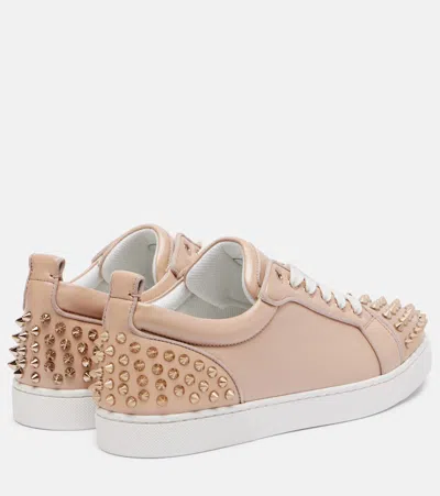 Christian Louboutin Louise Junior Spikes Pearlescent Leather Sneakers In Pattern