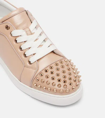 Christian Louboutin Louise Junior Spikes Pearlescent Leather Sneakers In Pattern