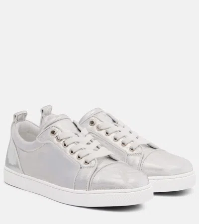 Christian Louboutin Louise Orlato Metallic Leather Sneakers In Silver