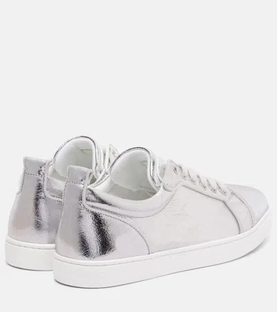 Christian Louboutin Louise Orlato Metallic Leather Sneakers In Silver