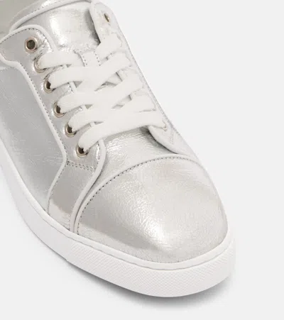 Christian Louboutin Louise Orlato Metallic Leather Sneakers In Silver