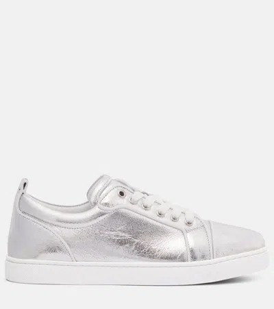 Christian Louboutin Louise Orlato Metallic Leather Sneakers In Silver