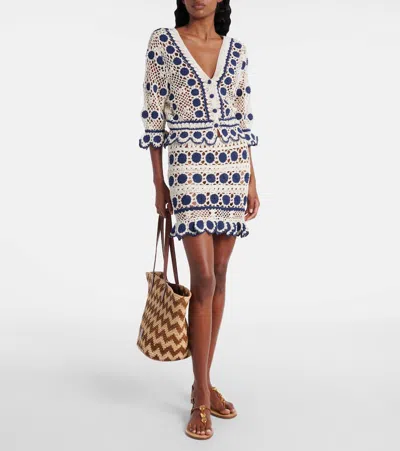 Anna Kosturova Bouquette Crochet Cotton Miniskirt