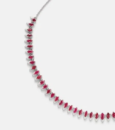 Kamyen 18kt White Gold Choker With Rubies
