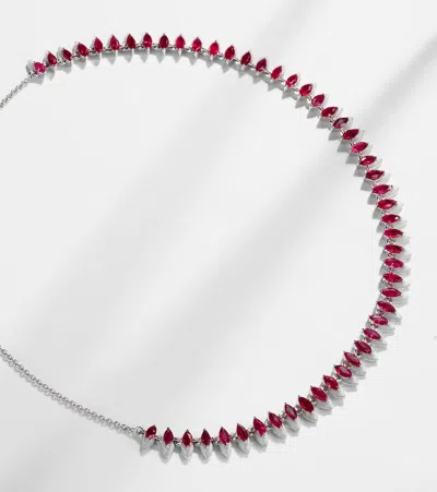 Kamyen 18kt White Gold Choker With Rubies