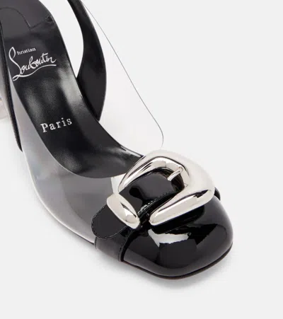 Christian Louboutin Minny Bubble 70 Buckled Glossed And Pvc Slingback Pumps In Black