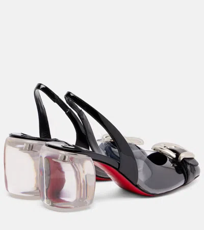 Christian Louboutin Minny Bubble 70 Buckled Glossed And Pvc Slingback Pumps In Black