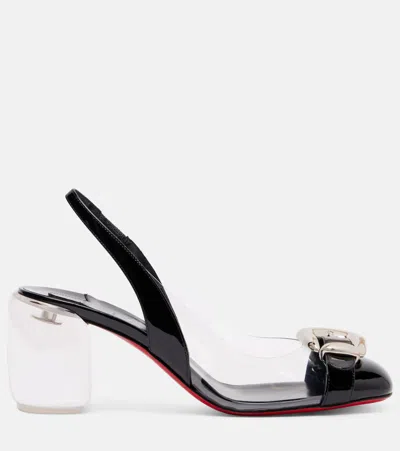 Christian Louboutin Minny Bubble 70 Buckled Glossed And Pvc Slingback Pumps In Black