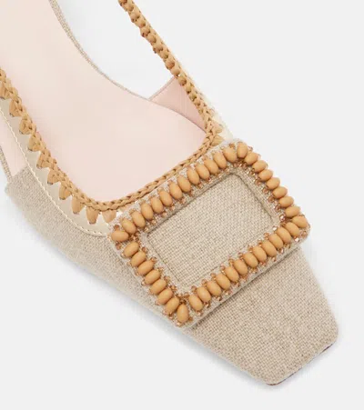 Roger Vivier Belle Vivier Embellished Slingback Pumps In Neutral