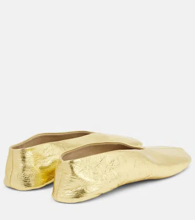 The Row Stella Laminated Leather Ballet Flats In Burgundy