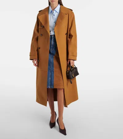 Stella Mccartney Faux Suede-trimmed Denim Midi Skirt