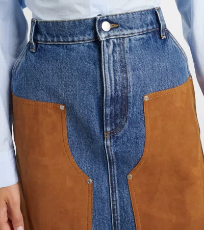 Stella Mccartney Faux Suede-trimmed Denim Midi Skirt