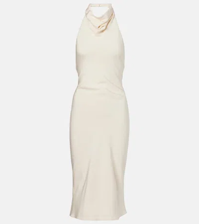 Tom Ford Halterneck Sleeveless Midi Dress In White