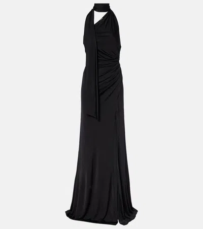 Tom Ford Scarf-detail One-shoulder Jersey Gown