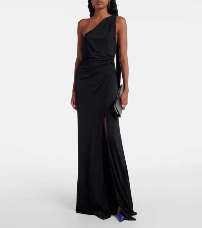 Tom Ford Scarf-detail One-shoulder Jersey Gown