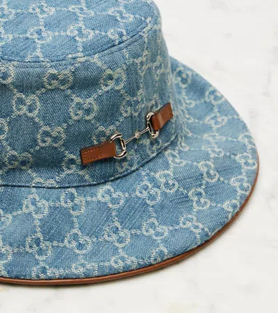 Gucci Gg Denim Bucket Hat With Horsebit